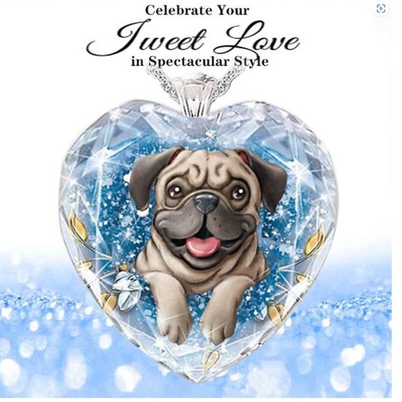 Pug Heart Necklace - Picture 2 of 3